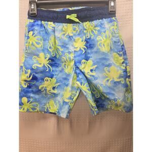 ZeroXposur Boys Swim Trunks Size 7 Octopus Green Blue Lined